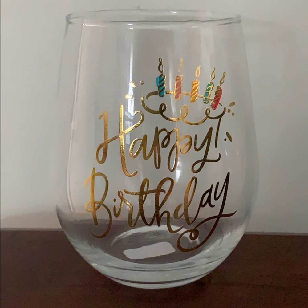 Happy Birthday & Candles Wine Glass